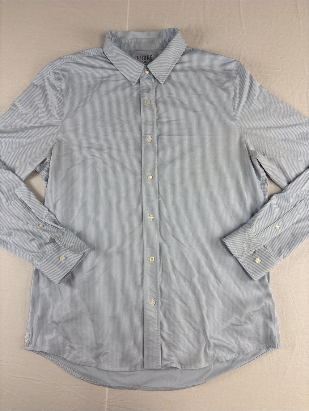 RHONE Commuter Shirt in Blue Stripe